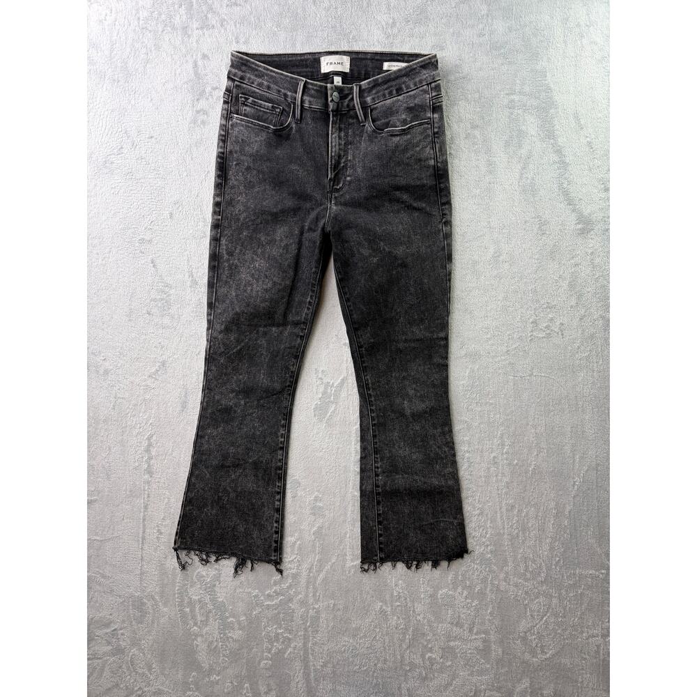 FRAME Le Crop Mini Boot Jeans – Faded Black – Frayed Hem – Size 29 - Picture 4 of 6